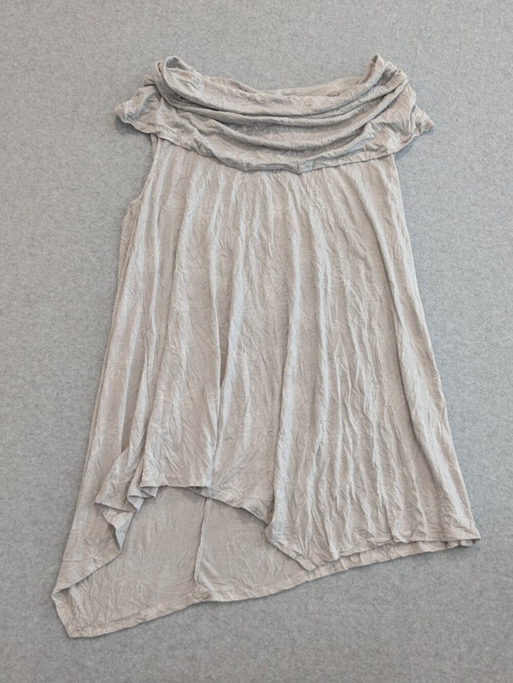 NWT Chalet et Ceci Sleeveless Cowl Top Women's L Boho Floral Handkerchief Grey